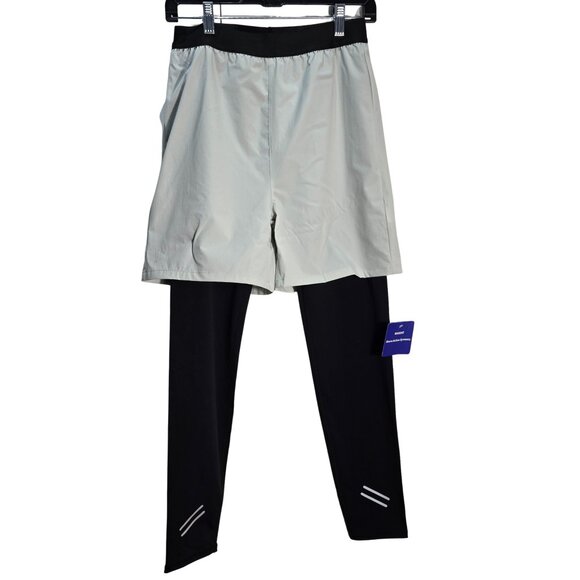 NWT | 2-in-1 Youth Teen Running Shorts Over Black Leggings Tights Activewear - Picture 1 of 4